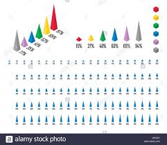 Set Of 3d Isometric Pyramid Percentage Bar Chart From 1 To