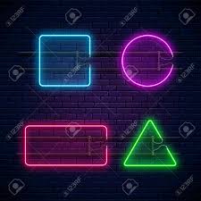 glowing neon frames square circle