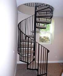 black interior metal spiral stair