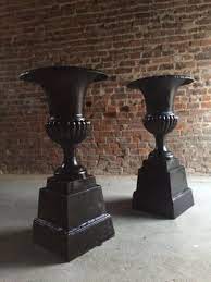large french cast iron garden urns