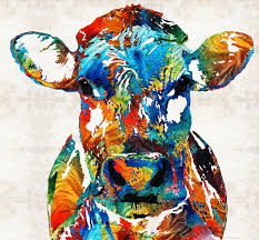 Colorful Cow Animal Print Art From