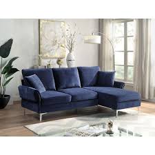 Furniture Of America Stonehouse 85 38 In W 2 Piece Chenille Sectional Sofa In Blue