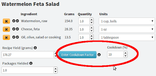 recipe yield with cookdown estimate