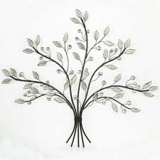 Silver Leaf Tree Metal Art Wood Art