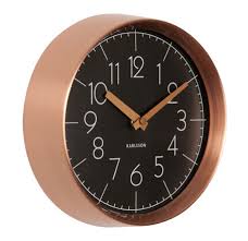 Convex Wall Clock In Black And Copper