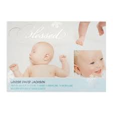 Create Your Own Blessed Silver Foil Personalized Photo Boy Birth Announcement 5x7 Card Invites