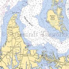 Maryland Stevensville Kent Island Chester River Nautical Chart Decor