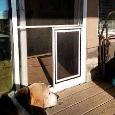sliding screen door with doggie door
