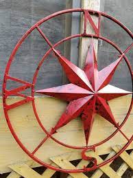 Red Distressed Nautical Compass Metal