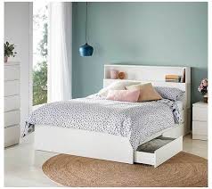 Full size platform bed frame with storage white. Como Double Bed With Storage In White Double Bed Storage Doublebedstorage In 2021 Double Bed With Storage White Bed Frame Double Bed Designs