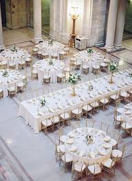 Mixed Round And Rectangle Gold And White Wedding Reception