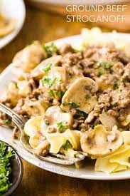 In the same skillet, cook the beef, onion and garlic until the ground beef is cooked through and no longer pink. Ground Beef Stroganoff Hamburger Spend With Pennies