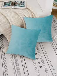 blue fabric throw pillow cover