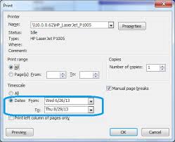 How To Print Task List Gantt Chart From A Specific Date