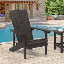 Sonkuki Recycled Plastic Weather Resistant Outdoor Patio Adirondack Chair In Coffee