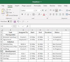 a project plan in excel