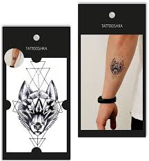 temporary tattoo geometric wolf