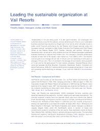 Pdf Leading The Sustainable Organization At Vail Resorts