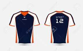 Blue White And Orange Pattern Sport Football Kits Jersey T Shirt