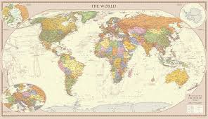 antique world political map large