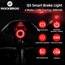 Rockbros Bicycle Smart Auto Brake Sensing Light Ipx6 Waterproof Led Charging Cycling Taillight Bike Rear Light Accessories Q5 Bicycle Light Aliexpress