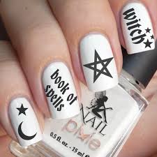 gothic witch nail art water tattoo