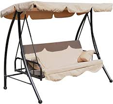 I love that this diy wooden swing looks like it would actually be comfortable to sit on. Outsunny Outdoor 2 In 1 Patio Swing Chair Lounger 3 Seater Garden Bench Hammock Bed Convertible Tilt Canopy W Cushion Beige Amazon Co Uk Garden Outdoors