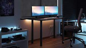 This easy to assemble desk features blue led lights for ambience and style, while also featuring ample cable. Mobel System Gaming Desk With Led Lighting Computer Desk Gamer Desk Writing Desk Table Cable Management System Cable Entry Sogo24 Beddog Dog Beds Cat Caves