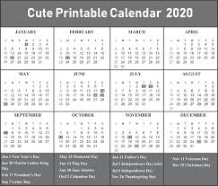 Free Printable Calendar 2020 Template In Pdf Excel Word