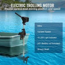 vevor electric trolling motor 55lb thrust transom mounted 24 volt boat motor variable sd 10 led indicator for kayak inflatable fishing boats 30