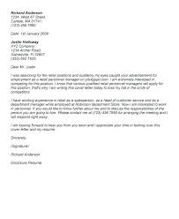 Sample Retail Cover Letter Letters Best Yours Sincerely