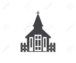 Fence And Church Icon Small Temple Logo Or Label Template In