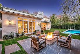 Rectangular Fire Pit And Teak Chairs