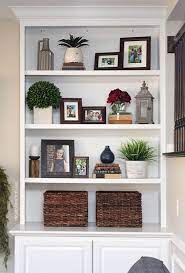 styled family room bookshelves shelf