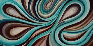 teal and brown abstract art