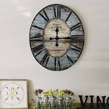 Oval Turquoise Wood Wall Clock