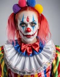 evil clown costume woman face swap
