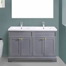 The details are enhanced by the rich brown finish that allows the natural beauty of the wood to join the design. 1200mm Traditional 4 Door Grey Double Sink Unit Sink Basin Vanity Floor Standing Ebay