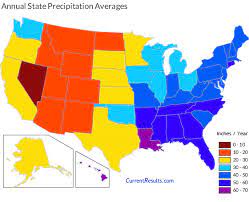 average annual precipitation by usa