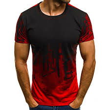 Weuie Hot Sale Men Tee Slim Fit Hooded Short Sleeve Muscle Casual Tops Blouse Shirts M Red