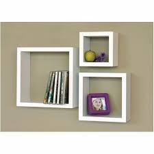 White Wooden Square Wall Shelves