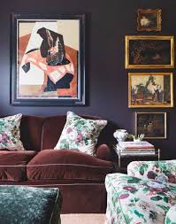Brown Velvet Sofa Gallery Wall The