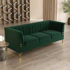 velvet upholstered 3 seater sofa modern