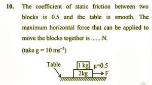 the coefficient of static friction