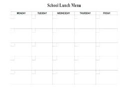 School Lunch Calendar Template Blank Menus Vector Free Menu