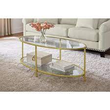 Large Oval Glass Coffee Table