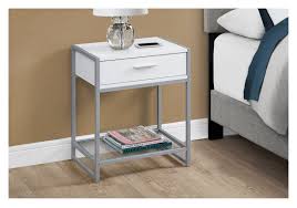 White Accent Table With Silver Grey