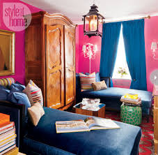 pink and blue eclectic living room