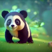 cute baby panda bear with big eyes 3d