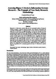 Learn how to write a strong methodology chapter that allows readers to evaluate the reliability and validity of the research. Assessing Rigour Criteria In Information Systems Research The Example Of Case Study Research Methodology Qut Eprints